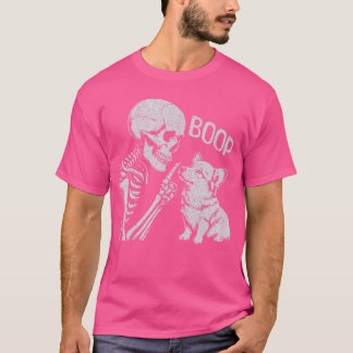 Lustige Skeletthand Goth Boop Corgi-Hund Nase Hall T-Shirt