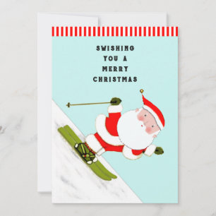 Lustige Skifahren Weihnachtsfeiertagskarten Feiertagskarte