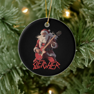 Lustige Skifahrer-Metal-Band Rockt Santa Weihnacht Keramik Ornament