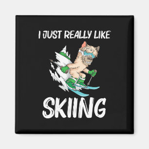 Lustige Skikunst für Männer Frauen Skifahren Frees Magnet