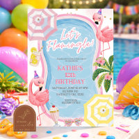 Lustige skurrile Flamingo Pool Geburtstagsfeier