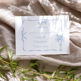 Lustige skurrile handgezeichnete Doodle-Hochzeit RSVP Karte