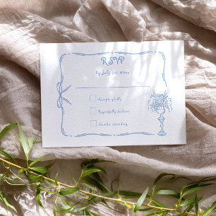 Lustige skurrile handgezeichnete Doodle-Hochzeit RSVP Karte