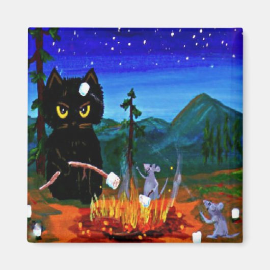 Lustige skurrile Katzenmaus Camp Creationarts Magnet (Vorne)
