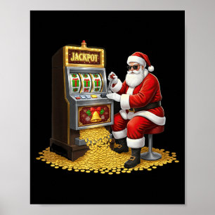Lustige Slot-Machine-Santa-Weihnachtsgrafik-Kasino Poster