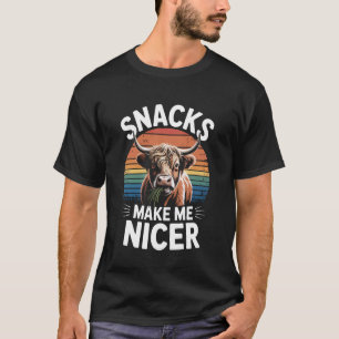 Lustige Snacks machen mich netter Highland-Kuh-Tie T-Shirt