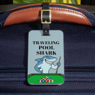 Lustige Snooker Poolhai Acryl-Gepäckanhänger Gepäckanhänger