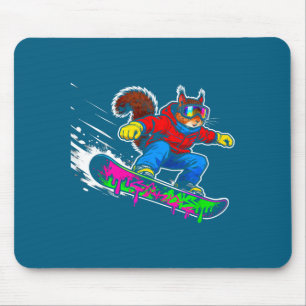 Lustige Snowboard-Eichhörnchen-Outfit-Halterung Ti Mousepad