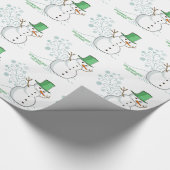 Lustige Snowman-Furz-Schneeflocken Geschenkpapier (Ecke)