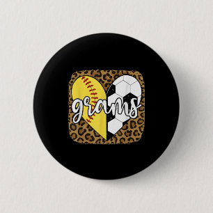 Lustige Softball-Fußball-Grams Herz Leopard  Button