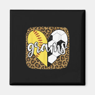 Lustige Softball-Fußball-Grams Herz Leopard Magnet