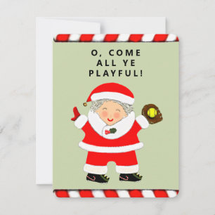 Lustige Softball-Weihnachten Feiertagskarte