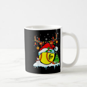 Lustige Softball-Weihnachts-Rentier-Santa-Hut-Lich Kaffeetasse