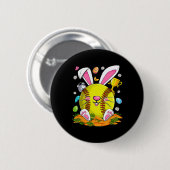 Lustige Softll- und Hasengesicht-Eier Frohen Oster Button (Vorne & Hinten)