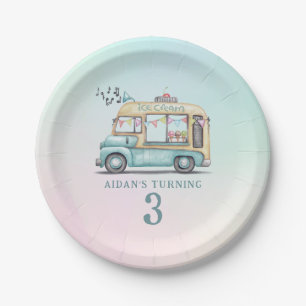 Lustige Sommer-Eiscreme-Wagen-Geburtstagsfeier-Pla Pappteller