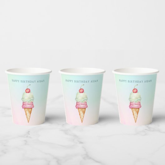Lustige Sommer-Eiswagen-Geburtstagsfeier Pappbecher (Multi)
