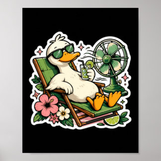 Lustige Sommer-Ente entspannender Urlaubsmodus Tro Poster