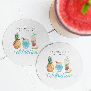Lustige Sommer-Feier-Cocktail-Geburtstagsfeier Runder Pappuntersetzer