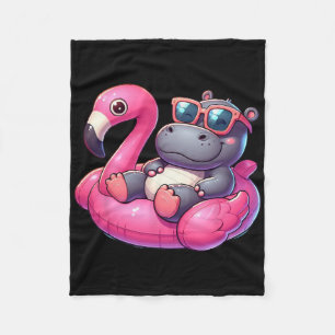 Lustige Sommer Nilpferd Rosa Poolparty Hawaiian So Fleecedecke