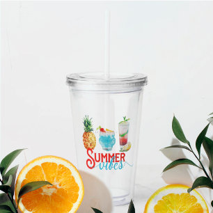 Lustige Sommer Stimmung Bunte Wasserfarbe Cocktail Acryltrinkbecher