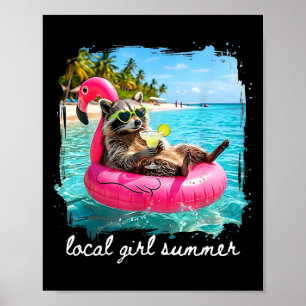 Lustige Sommer Stimmung Waschbär Frauen Mädchen wi Poster