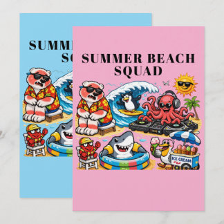 Lustige Sommer-Strandparty-Tiere - DJ Octopus & Su Einladung