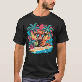 Lustige Sommer-Vibes einer tropischen Highland-Kuh T-Shirt