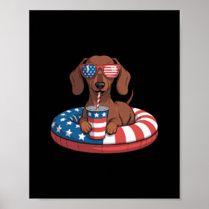 Lustige Sommerferien 4. Juli Dachshund Poster