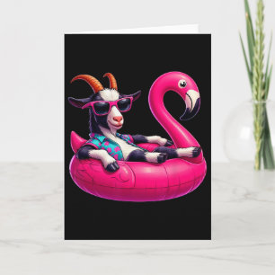 Lustige Sommerziege Rosa Poolparty Hawaiian Sommer Karte