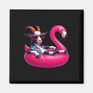 Lustige Sommerziege Rosa Poolparty Hawaiianischer Magnet