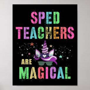 Lustige Sonderschullehrer sind magische Einhorn-Sc Poster