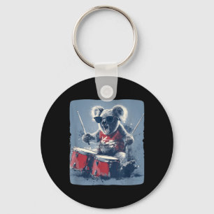 Lustige Sonnenbrille Koala-Bär mit Trommeln Grafik Schlüsselanhänger