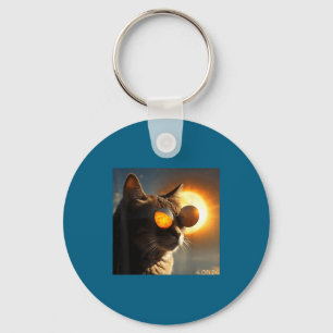 Lustige Sonnenfinsternis-Katze trägt Sonnenfinster Schlüsselanhänger