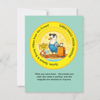 lustige sonnige Destination Seagull Beach Gruß Postkarte