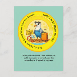 lustige sonnige Destination Seagull Beach Gruß Postkarte