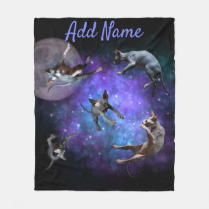 Lustige Space Sphynx Katzen schwebende Galaxie Kat Fleecedecke