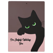Lustige spähende schwarze Katze, individuelle Ästh Klemmbrett (Rückseite)