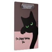 Lustige spähende schwarze Katze, individuelle Ästh Klemmbrett (Rechts)