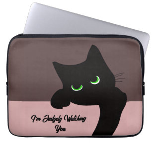 Lustige spähende schwarze Katze, individuelle Ästh Laptopschutzhülle
