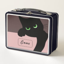 Lustige spähende schwarze Katze, individuelle Ästh