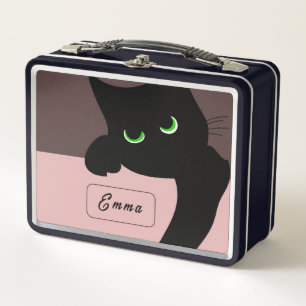 Lustige spähende schwarze Katze, individuelle Ästh Metall Brotdose