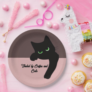 Lustige spähende schwarze Katze, individuelle Ästh Pappteller