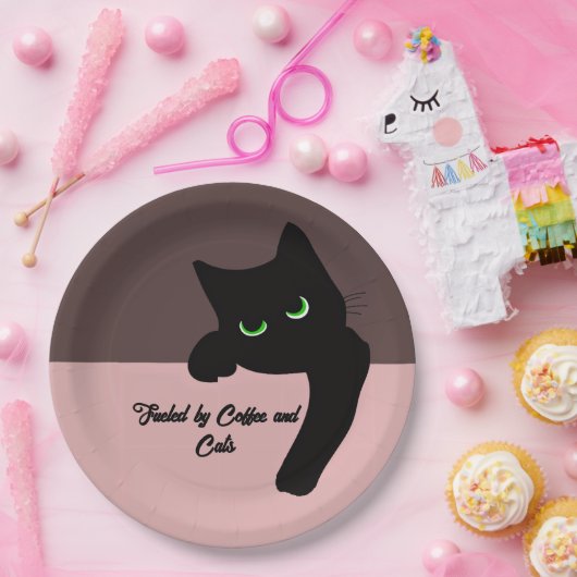 Lustige spähende schwarze Katze, individuelle Ästh Pappteller (Party)
