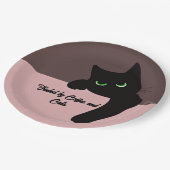 Lustige spähende schwarze Katze, individuelle Ästh Pappteller (Schrägansicht)