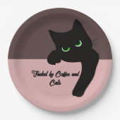 Lustige spähende schwarze Katze, individuelle Ästh Pappteller (Vorderseite)