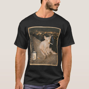 Lustige Sphynx-Katze Meme Lustige Katze raucht Zig T-Shirt