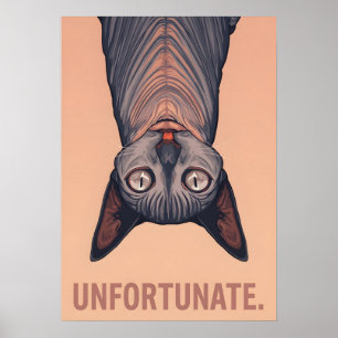Lustige Sphynx-Katze Unglückliches Meme-Kunstwerk Poster