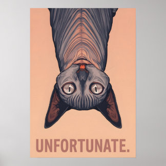 Lustige Sphynx-Katze Unglückliches Meme-Kunstwerk Poster