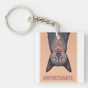 Lustige Sphynx-Katze Unglückliches Meme-Kunstwerk Schlüsselanhänger