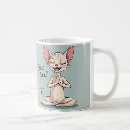 Lustige Sphynx-Katzen-Innerer-Frieden-Kunst Kaffeetasse (Rechts)